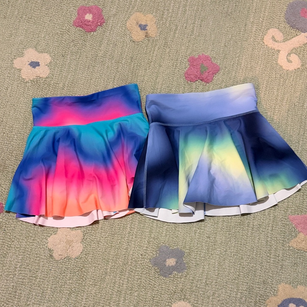 Old Navy Girls Gradient Rainbow Skorts Bundle - Pink, Blue, Green